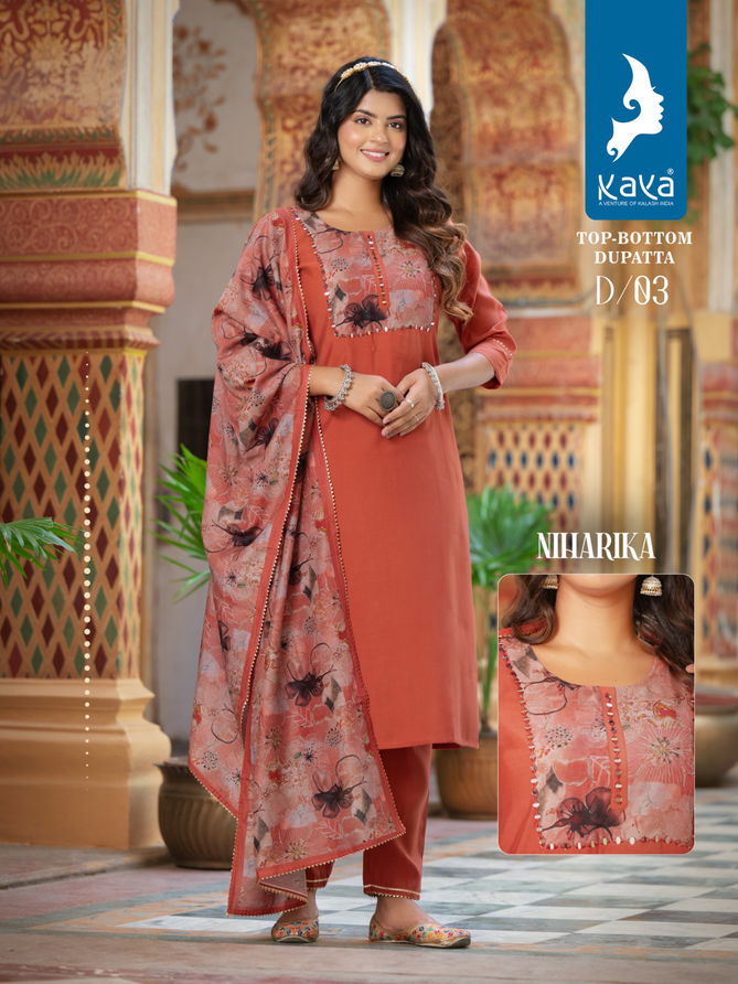 Niharika By Kaya Roman Silk Readymade Suits Catalog